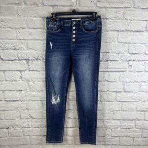 Vervet High Rise Button Fly Distressed Skinny  Comfort Stretch Jeans Size 28